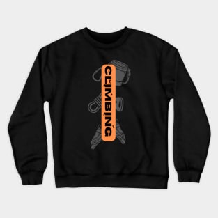 climbing with rock climbing equipment orange Crewneck Sweatshirt